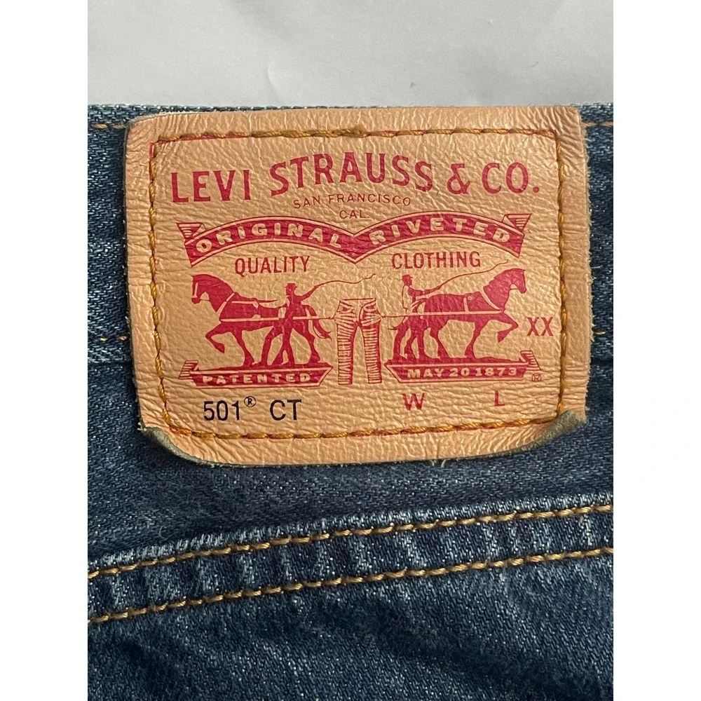 Levis 501 CT Custom Tapered‎ Jeans Mens 35x28 Medium Wash Blue Button Fly Denim